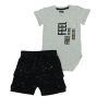 Minene Baby Set Grey Melange Printed