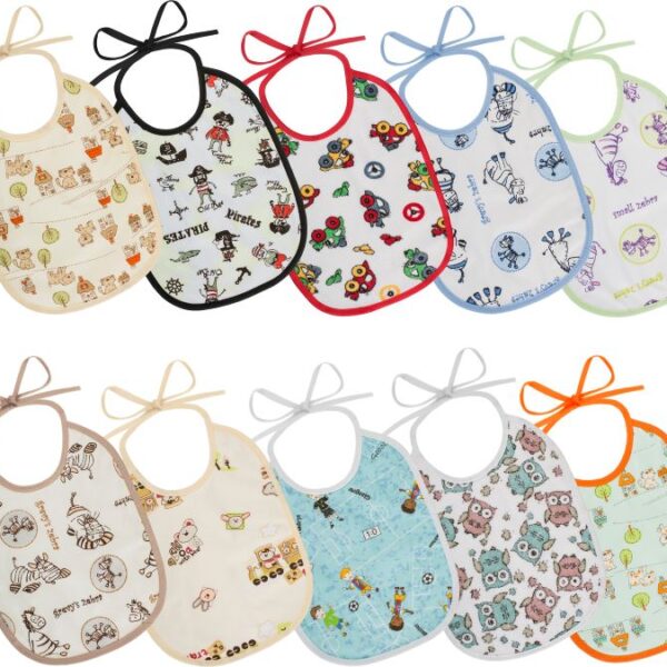 Αδιάβροχη Μεσαία Βαμβακερή Σαλιάρα με Δέσιμο