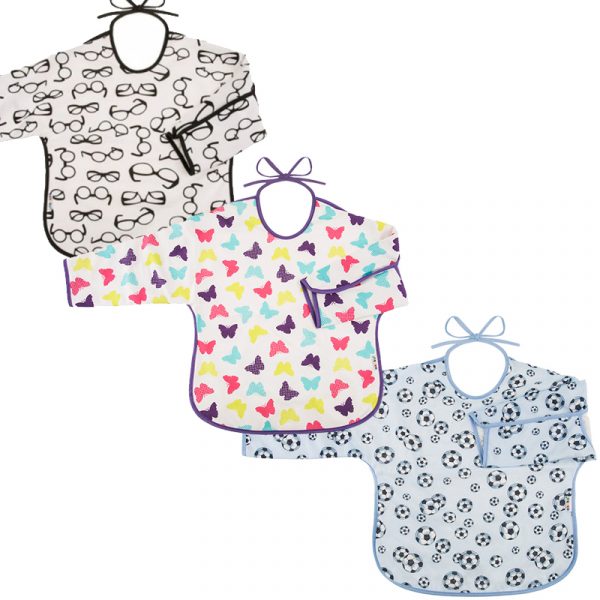 olosomes-saliares-akuku Αδιάβροχη Βαμβακερή Σαλιάρα με Δέσιμο και Μανίκι