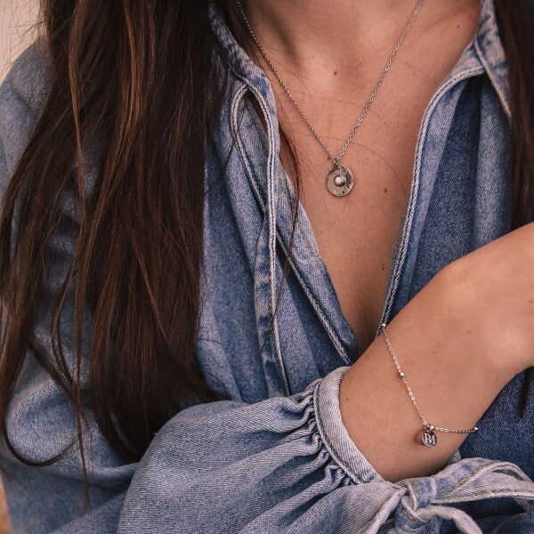 Proud MaMa Κολιέ Steel Gold Marble