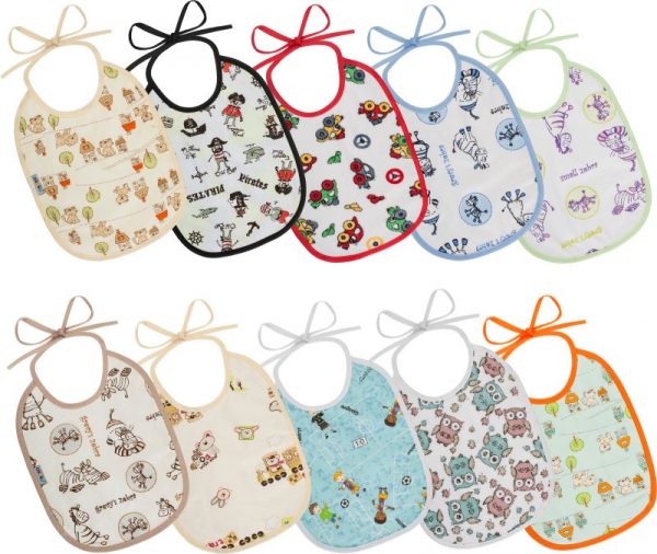 Αδιάβροχη Μεσαία Βαμβακερή Σαλιάρα με Δέσιμο