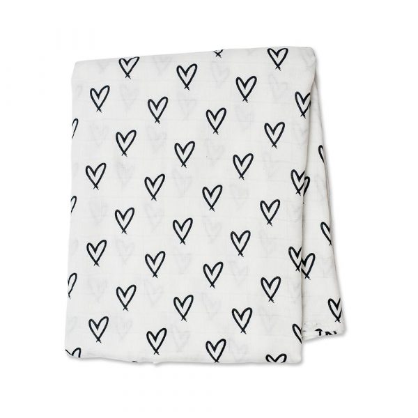 Lulujo Μουσελίνα Bamboo – Messy Heart Swaddling Blanket