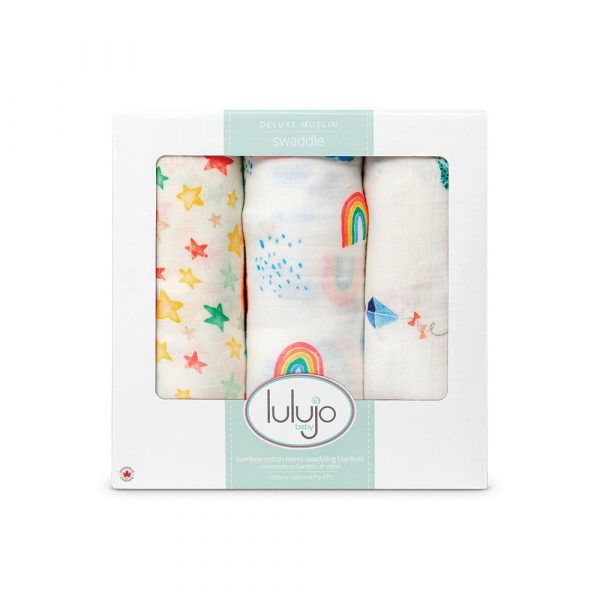 Lulujo 3 Μουσελίνες Bamboo – High In The Sky Swaddling Blankets