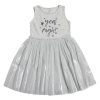 Minene Φόρεμα Melange Grey με Shiny Τούλι