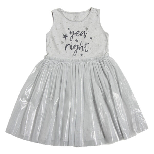 Minene Φόρεμα Melange Grey με Shiny Τούλι