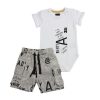 Minene Baby Set  Άσπρο-Γκρι με Black Printed