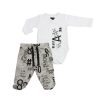 Minene Baby Set  Άσπρο-Γκρι με Black Printed