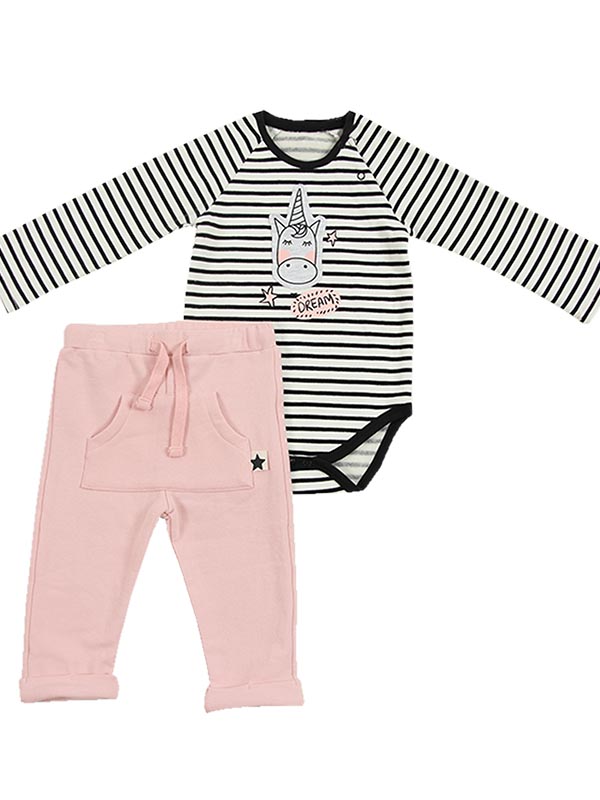 Minene Set Baby Girl Unicorn Stripes