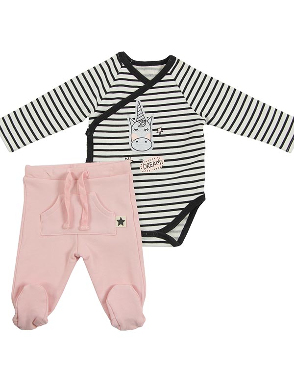 Minene Set Baby Girl Unicorn Stripes