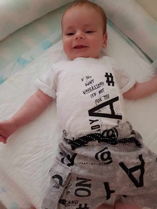 Minene Baby Set  Άσπρο-Γκρι με Black Printed