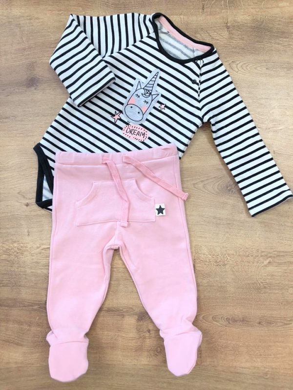Minene Set Baby Girl Unicorn Stripes