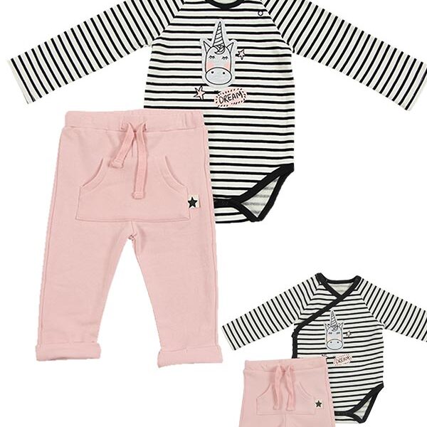 Minene Set Baby Girl Unicorn Stripes