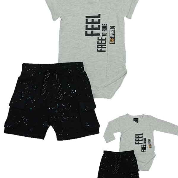 Untitled-2 Minene Baby Set Grey Melange Printed