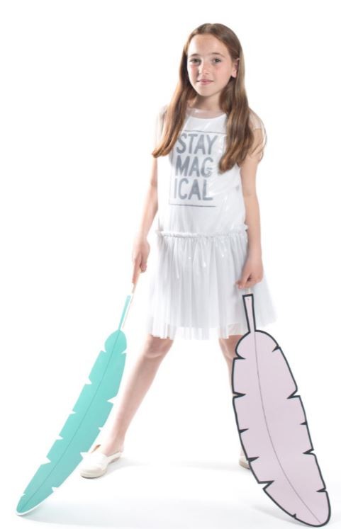 Minene Φόρεμα Διπλό Άσπρο με Shiny Τούλι