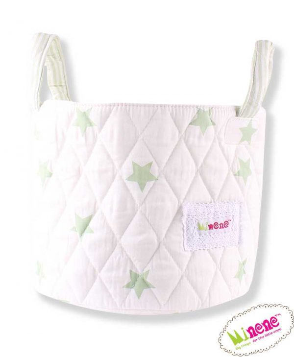 Minene Καλαθάκι Κρεμ/Πράσινα Αστέρια