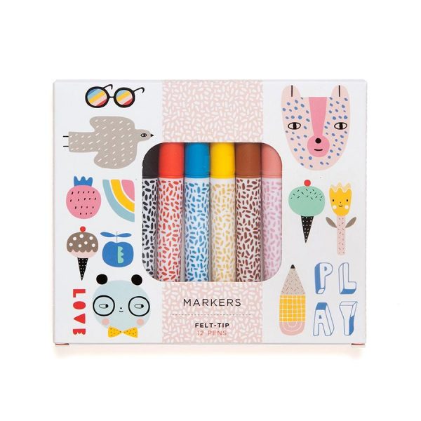 PMC01-a Petit Monkey – 12 μαρκαδόροι Felt tip