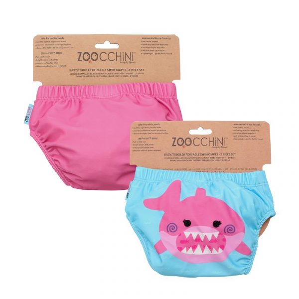 Zoocchini Μαγιώ Πάνα (2pcs Σετ) - Pink Shark