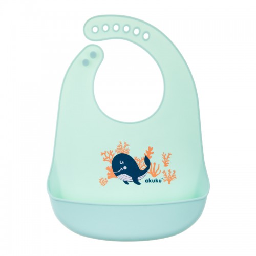 Σαλιάρα Σιλικόνης Με Τσεπάκι Φάλαινα