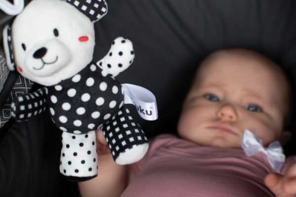 Λούτρινο Κρεμαστό Αρκουδάκι Black/White