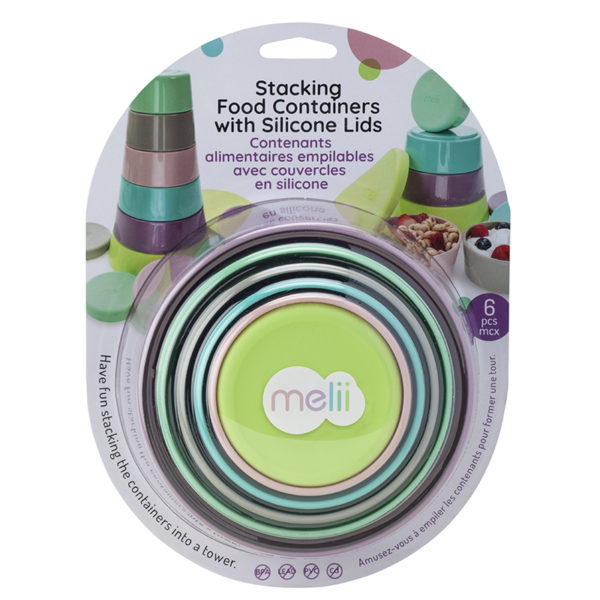 Melii - 6 Στοιβαζόμενα δοχεία με καπάκια σιλικόνης