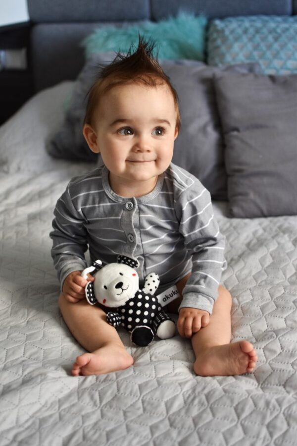 Λούτρινο Κρεμαστό Αρκουδάκι Black/White