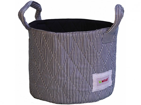 Minene - Μεγάλο Καλάθι Αποθήκευσης Μπλε Navy Ριγέ