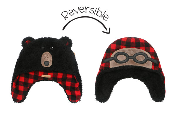 Flapjackkids Σκουφί 2-4 Διπλής Όψης Black Bear/Aviator