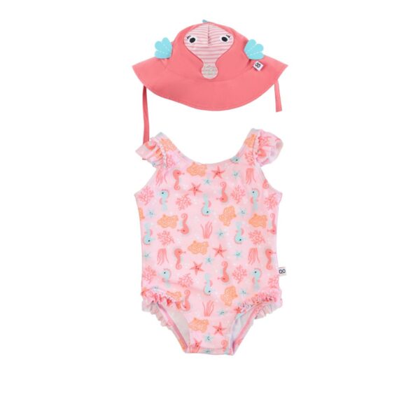 Σετ Ολόσωμο Μαγιώ με UV Καπέλο Sally the Seahorse