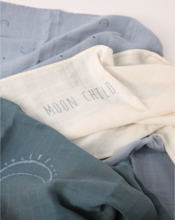 Minene - 100% βαμβακερές Μουσελίνες Σετ των 3 Μπλε