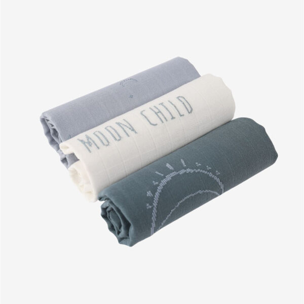 Minene - 100% βαμβακερές Μουσελίνες Σετ των 3 Μπλε