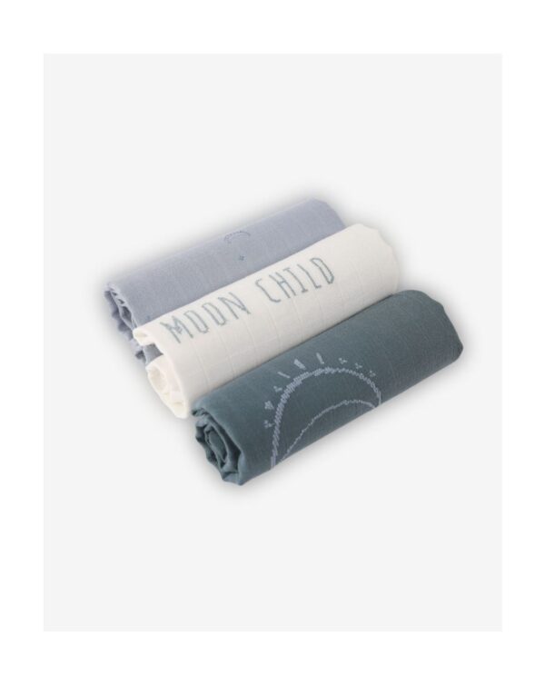 Minene - 100% βαμβακερές Μουσελίνες Σετ των 3 Μπλε