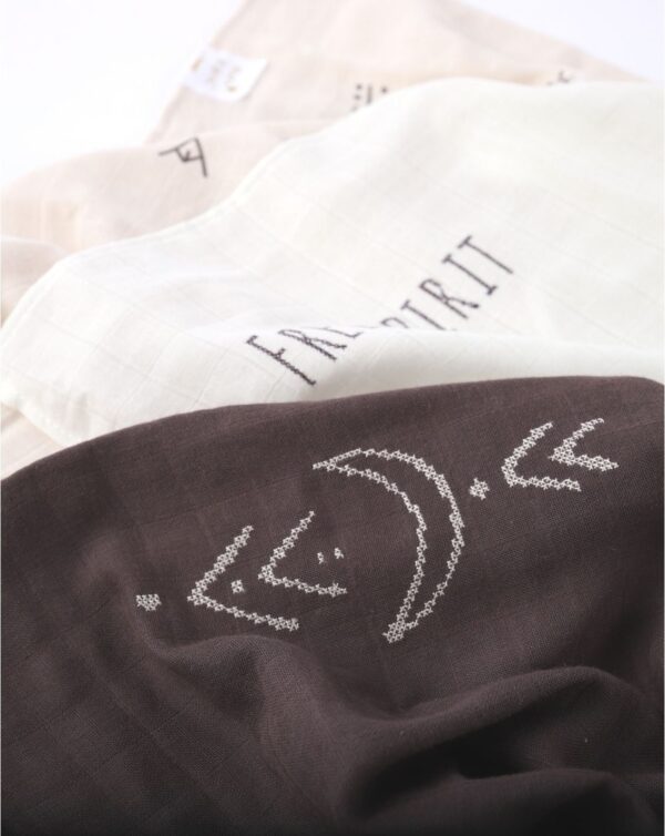 Minene - 100% βαμβακερές Μουσελίνες Σετ των 3 Ανθρακί