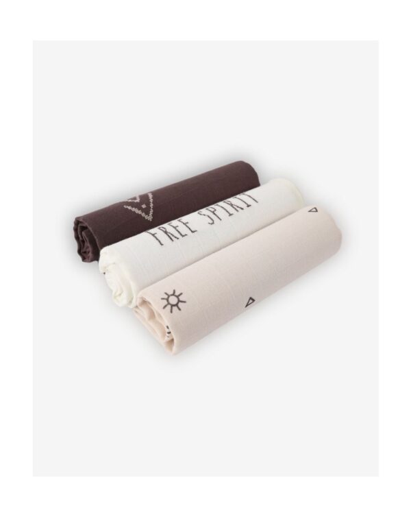 Minene - 100% βαμβακερές Μουσελίνες Σετ των 3 Ανθρακί