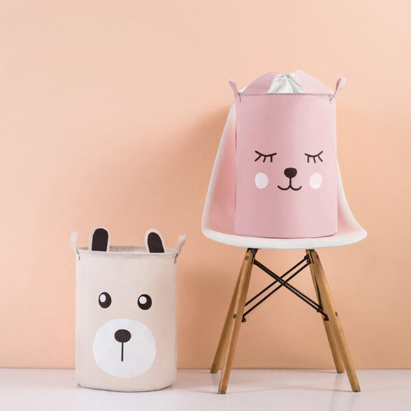 Sipo  Πολυχρηστικό Καλάθι με κορδόνι Ροζ Αρκουδάκι 43 L