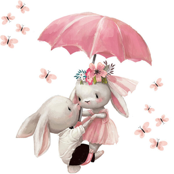 Sipo Wall sticker bunnies with umbrella