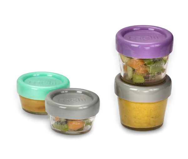 Melii - Glass Baby Food Containers (60 ml set of 6 + 120 ml set of 6)