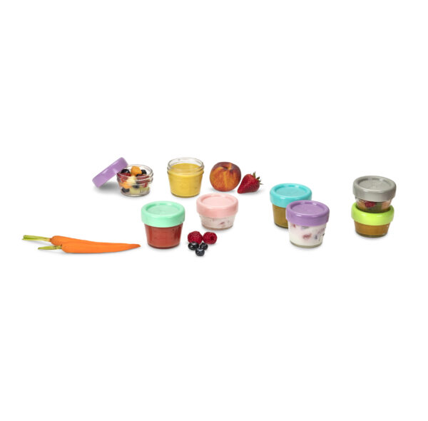 Melii - Glass Baby Food Containers (60 ml set of 6 + 120 ml set of 6)