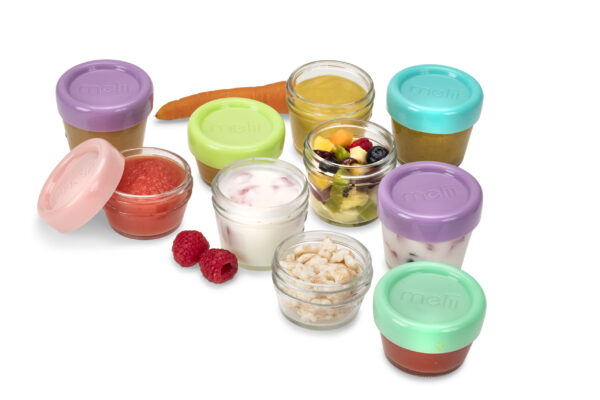Melii - Glass Baby Food Containers (60 ml set of 6 + 120 ml set of 6)