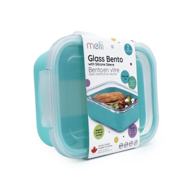 Melii - Glass Bento με θήκη σιλικόνης (740ml set of 1) - blue