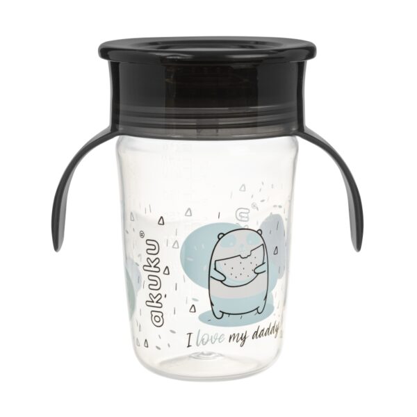 Εκπαιδευτικό Ποτηράκι 360° 240 ml με Χερούλια Black