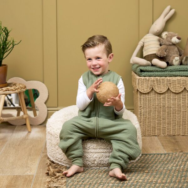 Meyco 100% Βαμβακερός Υπνόσακος με Ποδαράκια Muslin Olive Green (9 μηνών-5 ετών)