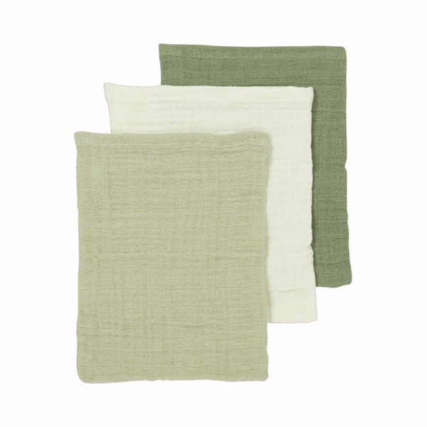 Meyco Σετ 100% Βαμβακερές Μουσελίνες Natural/Soft Olive/Olive Green 70x70cm (3 τμχ.)