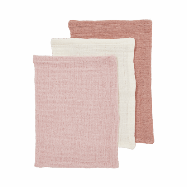 Meyco Σετ 100% Βαμβακερές Μουσελίνες Soft Rose/Rose/Natural 70x70cm (3 τμχ.)