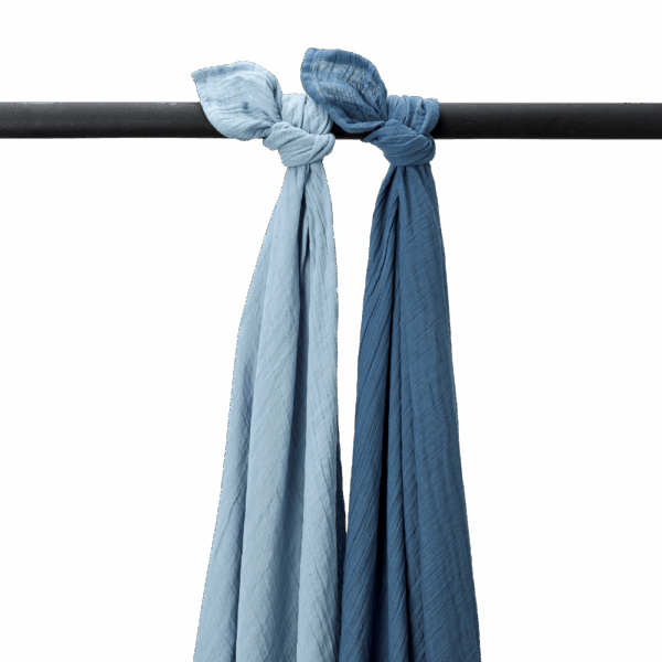 Meyco Σετ 100% Βαμβακερές Μουσελίνες Jeans Blue/Indigo 120x120cm (2 τμχ.)