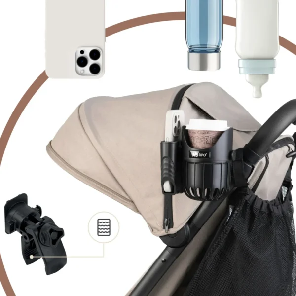 Sipo 2 in 1 Ποτηροθήκη Καροτσιού Με Θήκη Κινητού