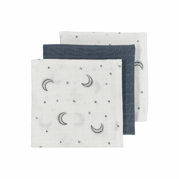 Meyco Σετ 3 Απορροφητικές Λαβέτες/Μουσελίνες Moon Indigo - 30x30cm