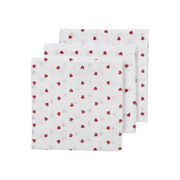 Meyco Σετ 3 Απορροφητικές Λαβέτες/Μουσελίνες Sweet Heart - 30x30cm