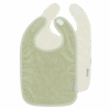 Meyco Σετ 2 Βαμβακερές Σαλιάρες Popcorn natural/soft olive με velcro