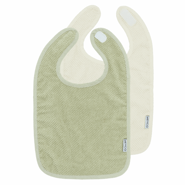 241.205-.CM_.png Meyco Σετ 2 Βαμβακερές Σαλιάρες Popcorn natural/soft olive με velcro