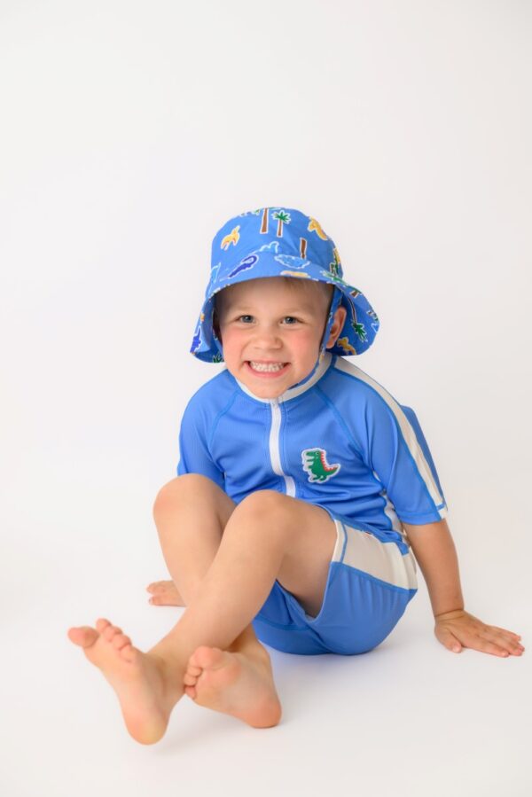 Zoocchini Κοντομάνικο Surf Suit με Στάμπα Dino/Med Blue
